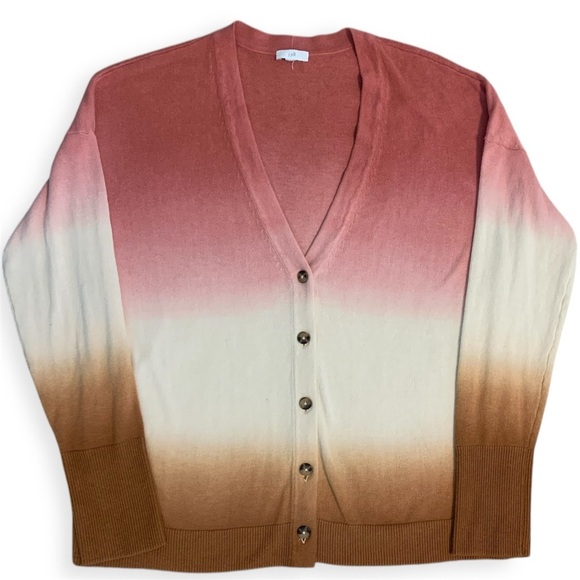 J. Jill Dip Dyed Sunset Ombre Button Up Cardigan Sweater Medium - Picture 7 of 10